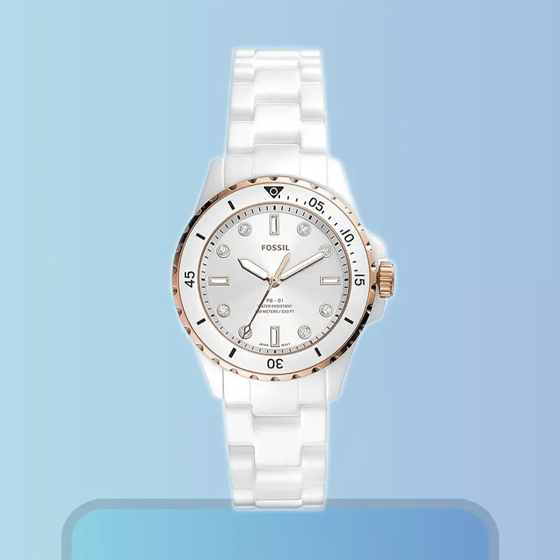 Fossil FB-01 Ceramic White Dial Fashion Ladies Watch- CE1107